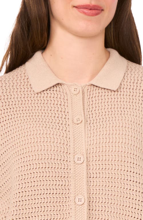 Halogenr Halogen(r) Open Stitch Button-up Polo Sweater
