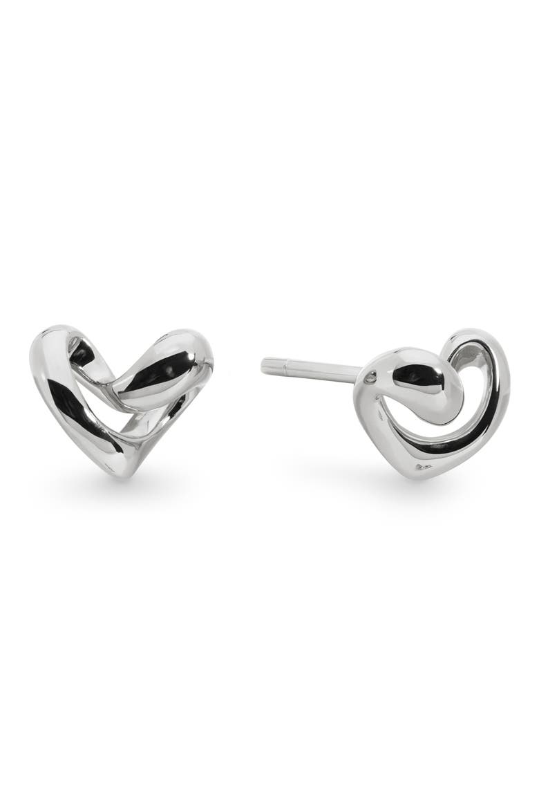 Infinity Heart Stud Earrings, Alternate, color, STERLING SILVER