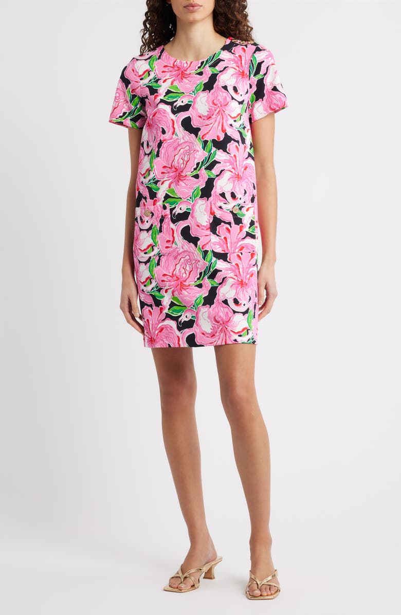 Lilly Pulitzer<sup>®</sup> Mattison Floral Cotton Blend Shift Dress, Main, color, Onyx Party All The Time