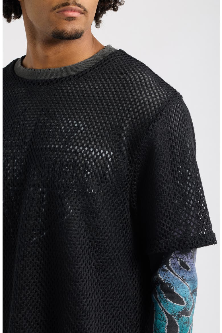 Mesh Overlay Long Sleeve Graphic T-Shirt, Alternate, color, VINTAGE BLACK