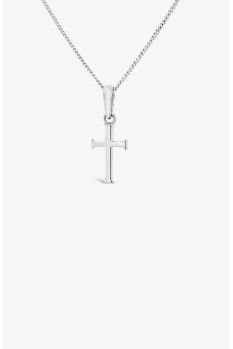 Small Cross Pendant Necklace, Main, color,  Sterling Silver