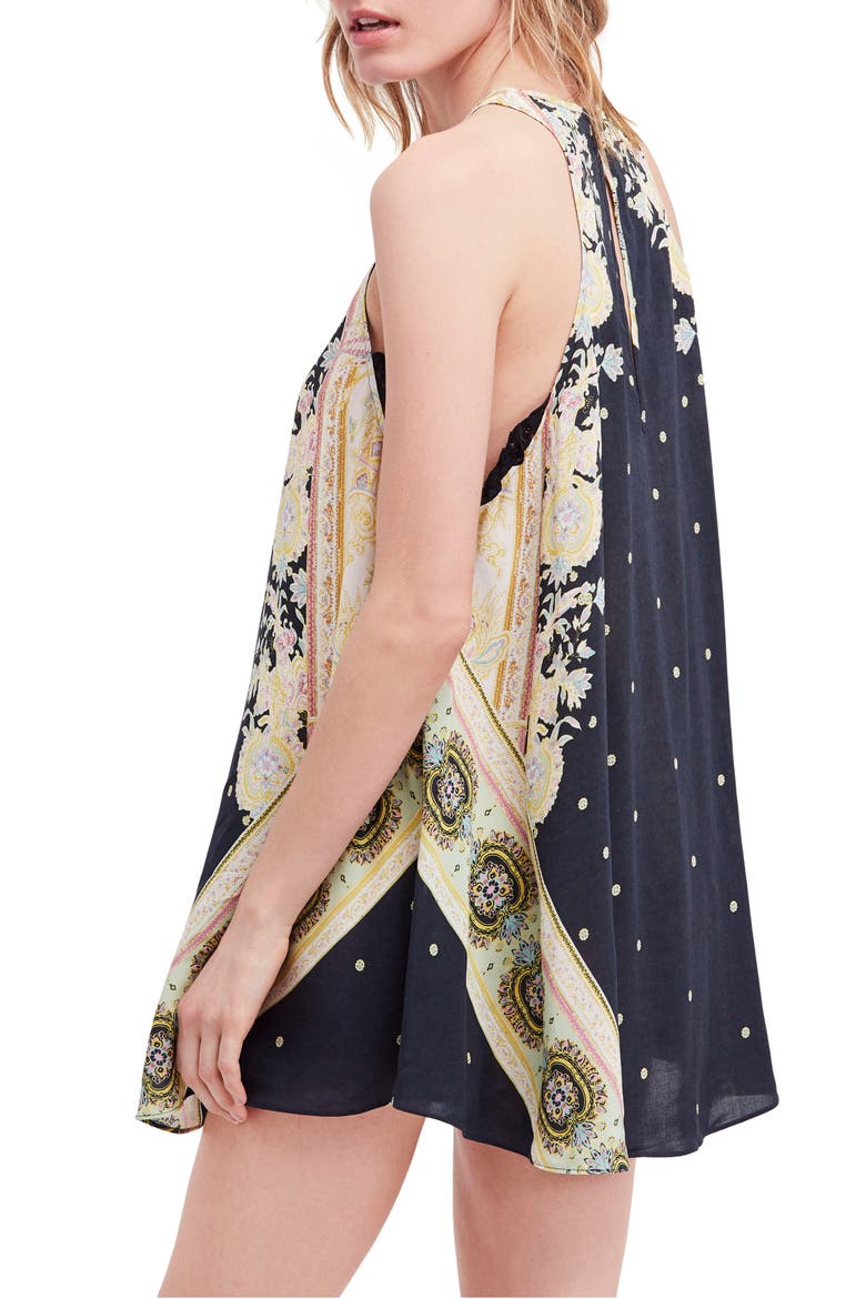 Darjeeling Print Minidress, Alternate, color, BLACK COMBO