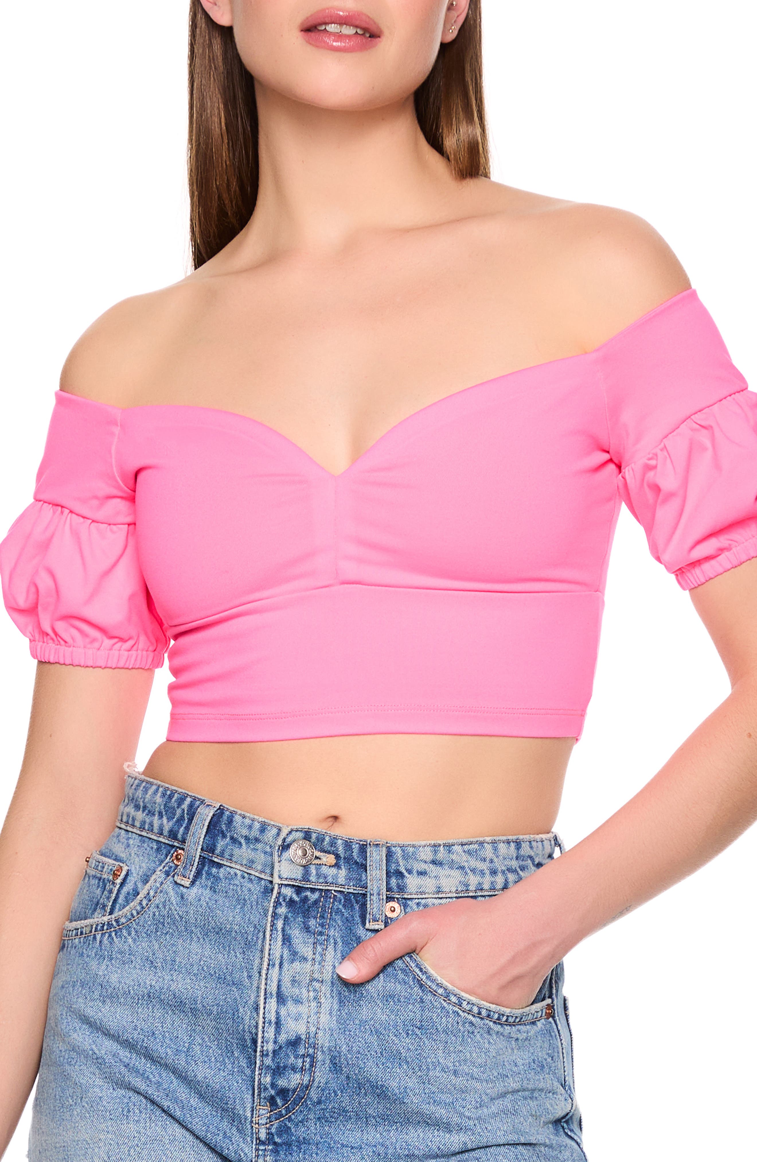 Susana Monaco Off-the-Shoulder Sweetheart Crop Top
