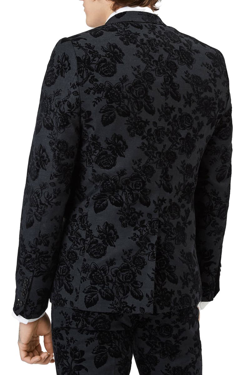 Twisted Tailor Fleet Skinny Fit Floral Tuxedo Jacket, Alternate, color, 