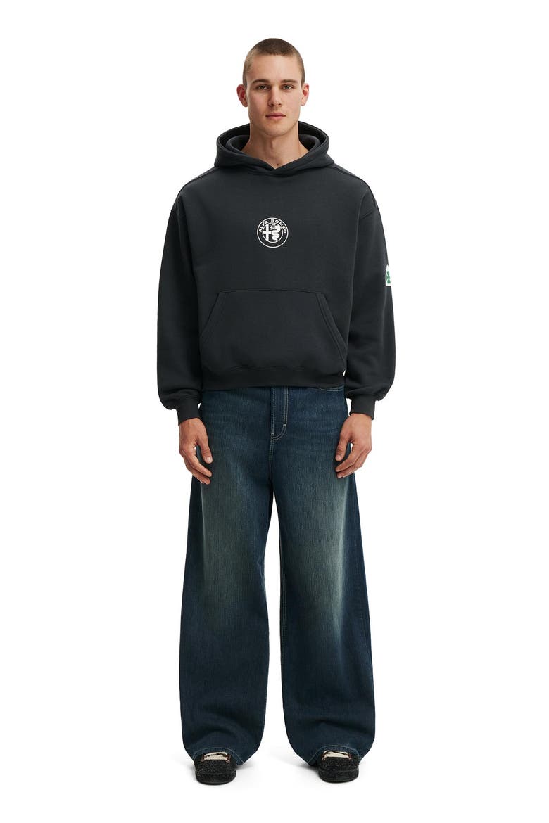 Men's Box Fit Alfa Romeo Hoodie, Alternate, color, Lcn Alf Washed Black Alfa