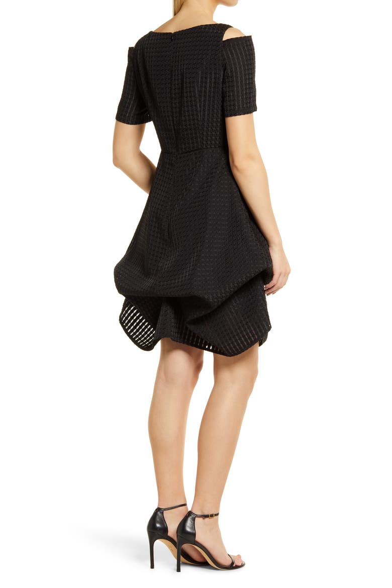 Cold Shoulder Jacquard Dress, Alternate, color, BLACK