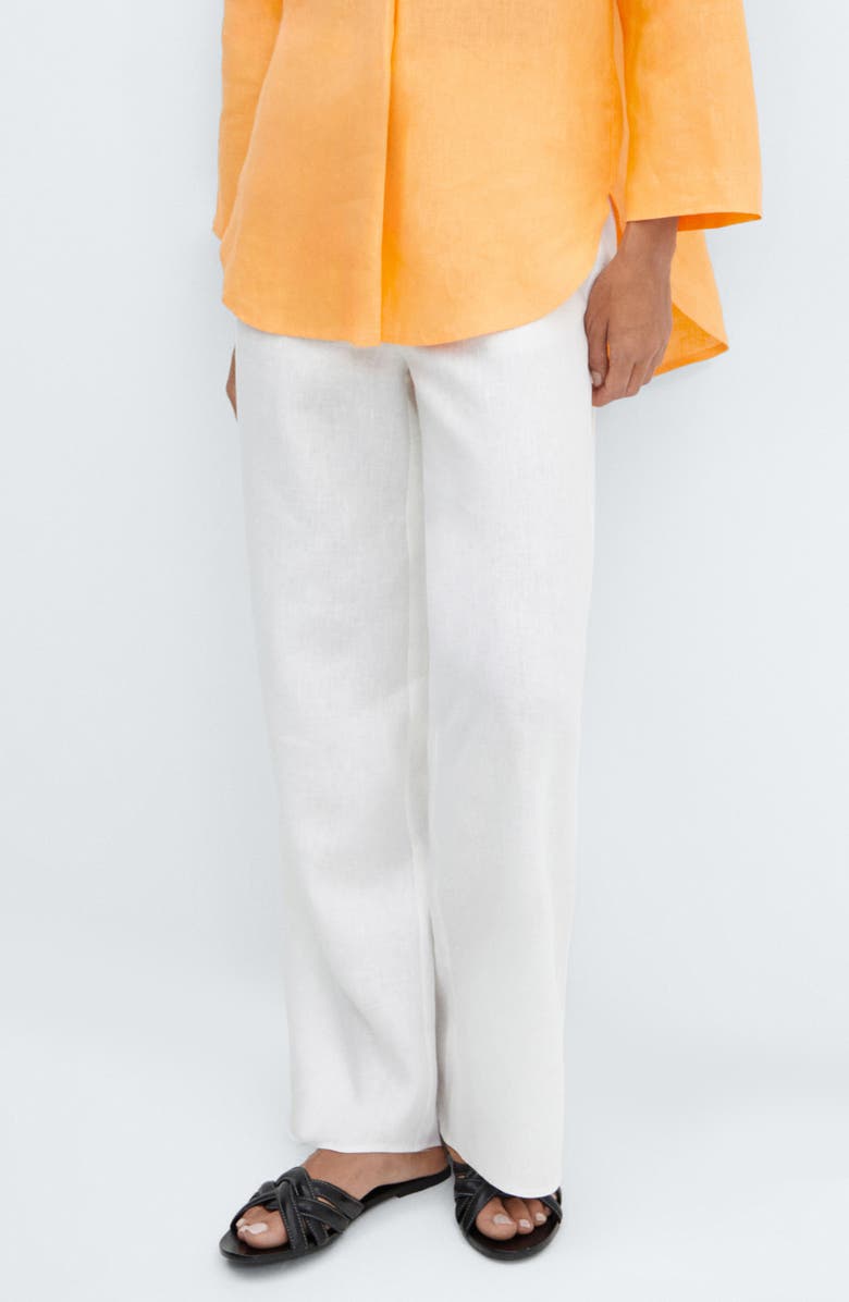 MANGO Linen Drawstring Pants, Main, color, 
