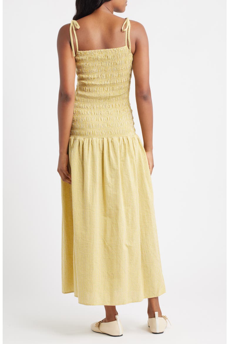 Shirred Cotton Seersucker Midi Sundress, Alternate, color, YELLOW