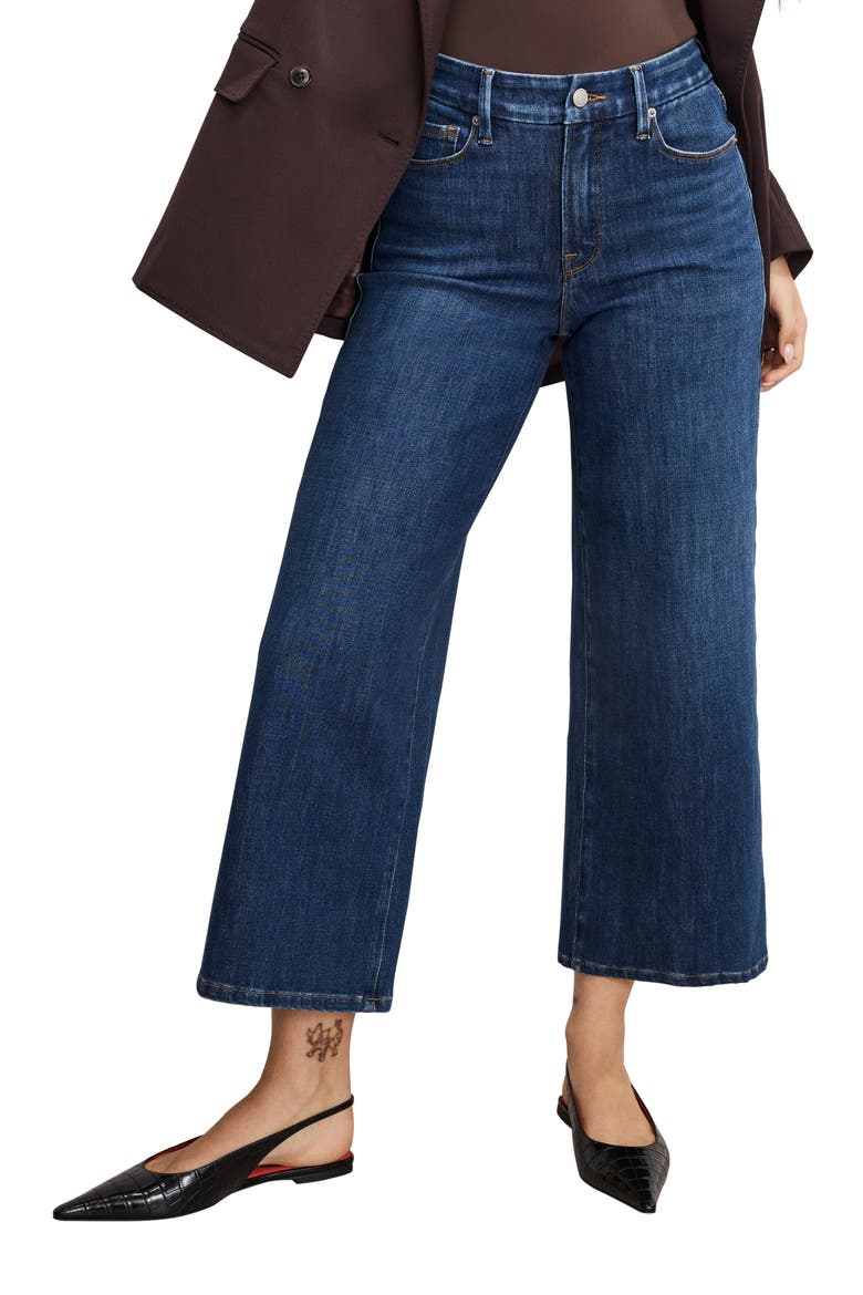 Soft-Tech Good Waist Crop Wide Leg Palazzo Jeans, Main, color, INDIGO977