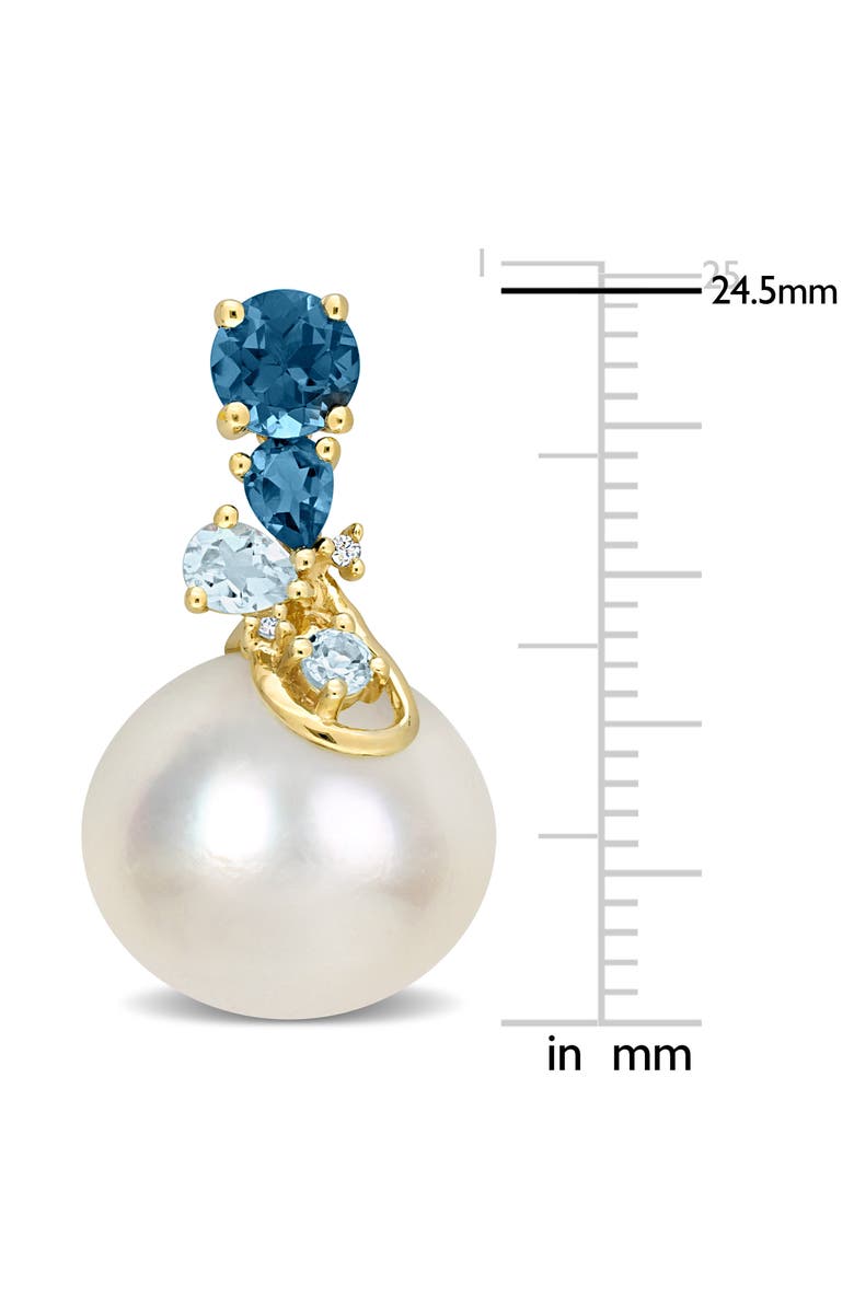 Julianna B. Pearl Blue Topaz & Diamond Drop Earrings 14k, Alternate, color,