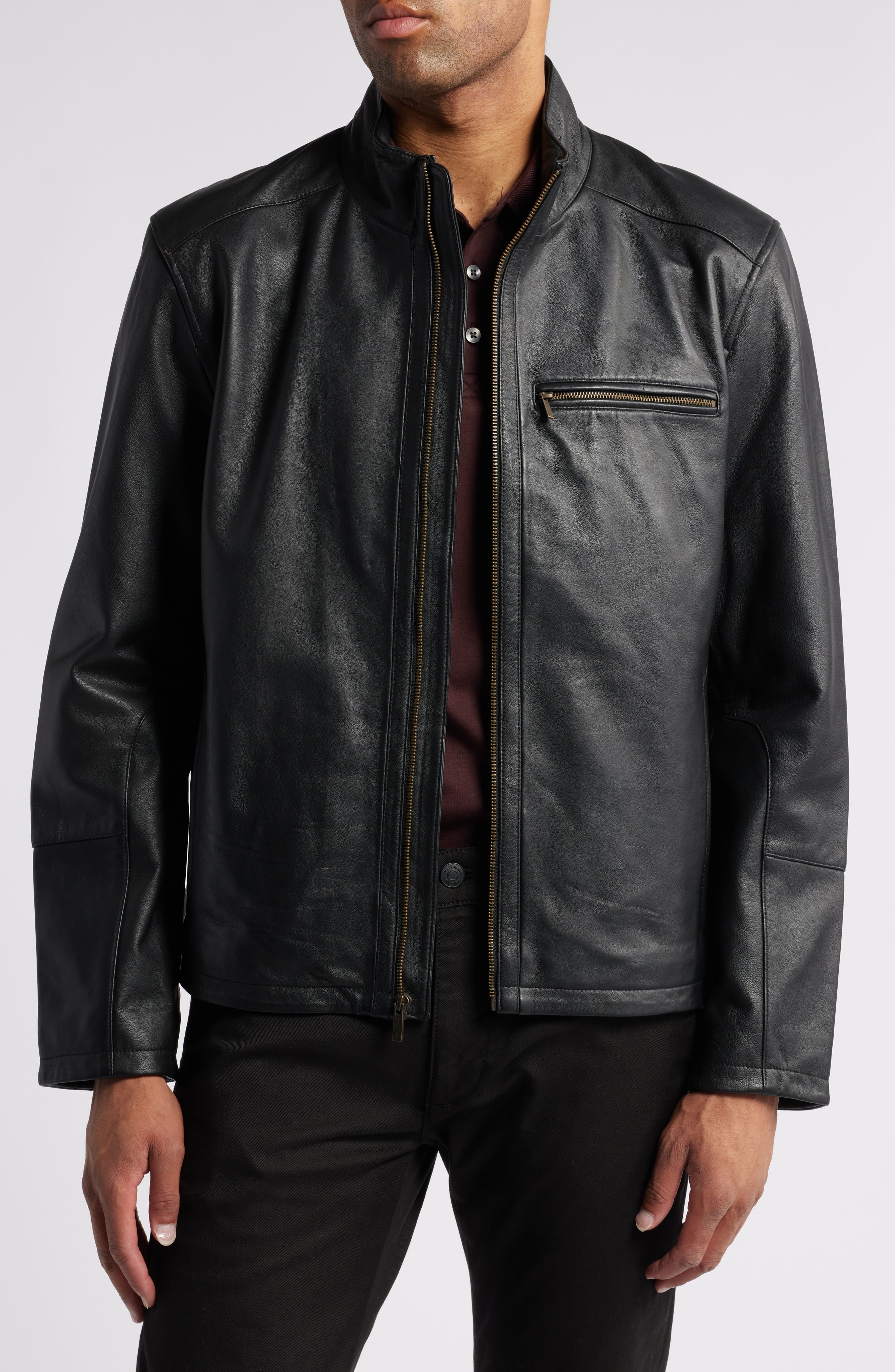 Cole Haan Classic Leather Moto Jacket