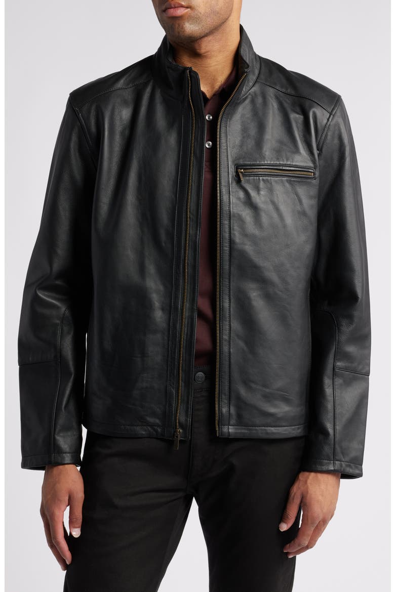Classic Leather Moto Jacket, Main, color, BLACK