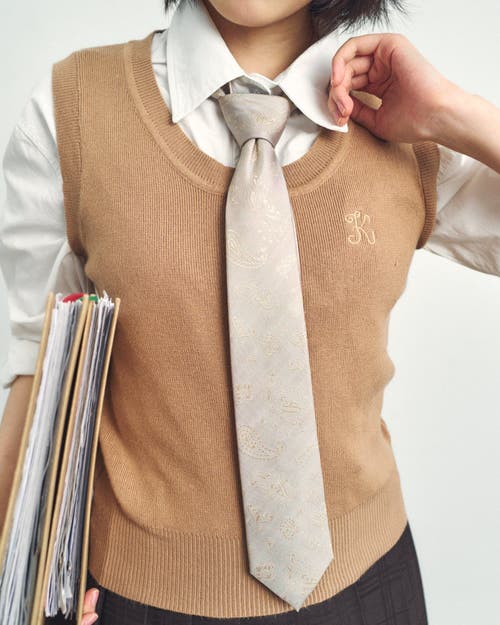 Lost Pattern Nyc "paisley" Silk Jacquard Tie In Neutral