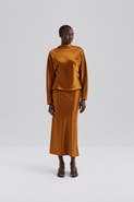 Malina Aubree Satin Midi Skirt
