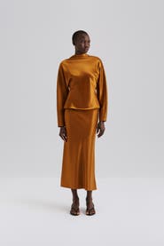 Malina Aubree Satin Midi Skirt