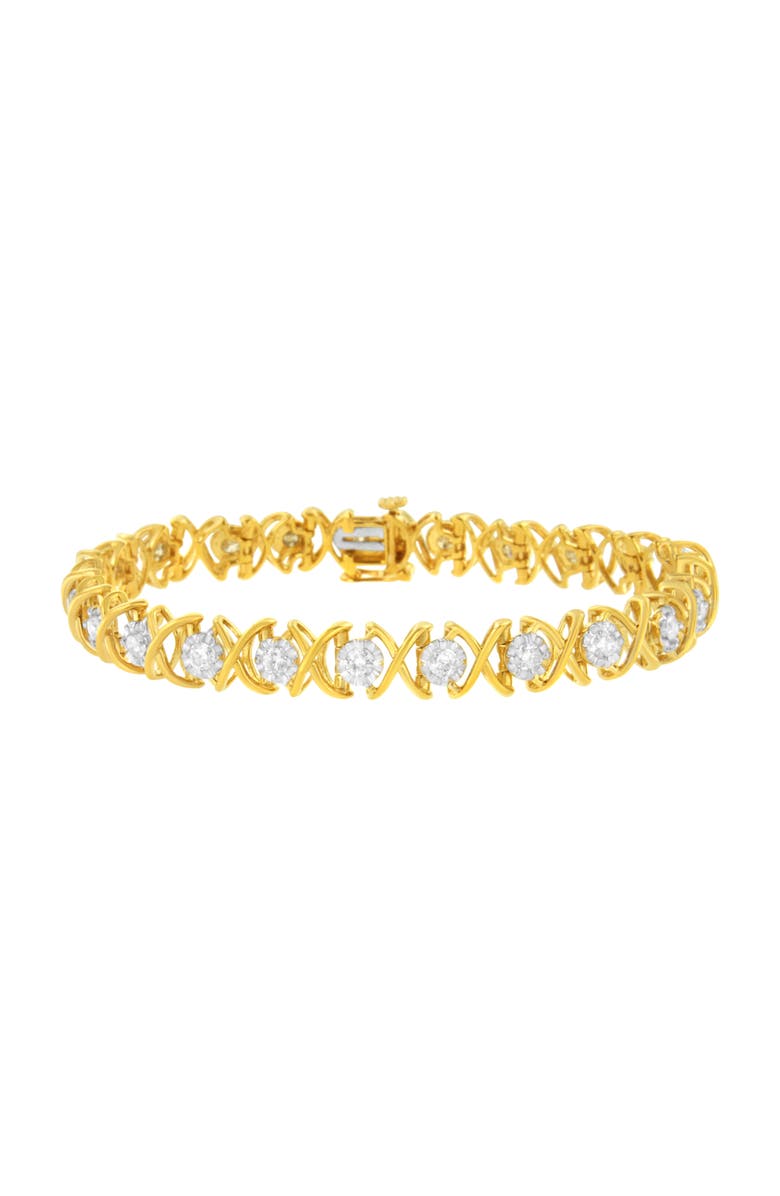 Haus of Brilliance 10K Yellow Gold Plated Silver 2 cttw Diamond "X O X O" Bracelet, Main, color, Yellow