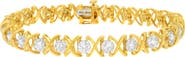 Haus of Brilliance 10K Yellow Gold Plated Silver 2 cttw Diamond "X O X O" Bracelet