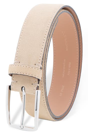 Made In Italy Italian Suede Leather Belt In Gray