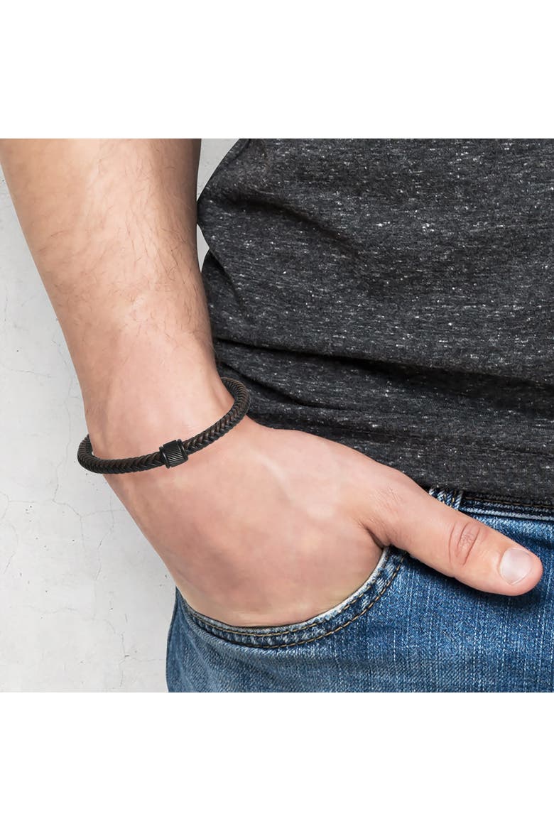 Brown and Black Braided Leather Bracelet for Men, 8,5", Alternate, color, Brown