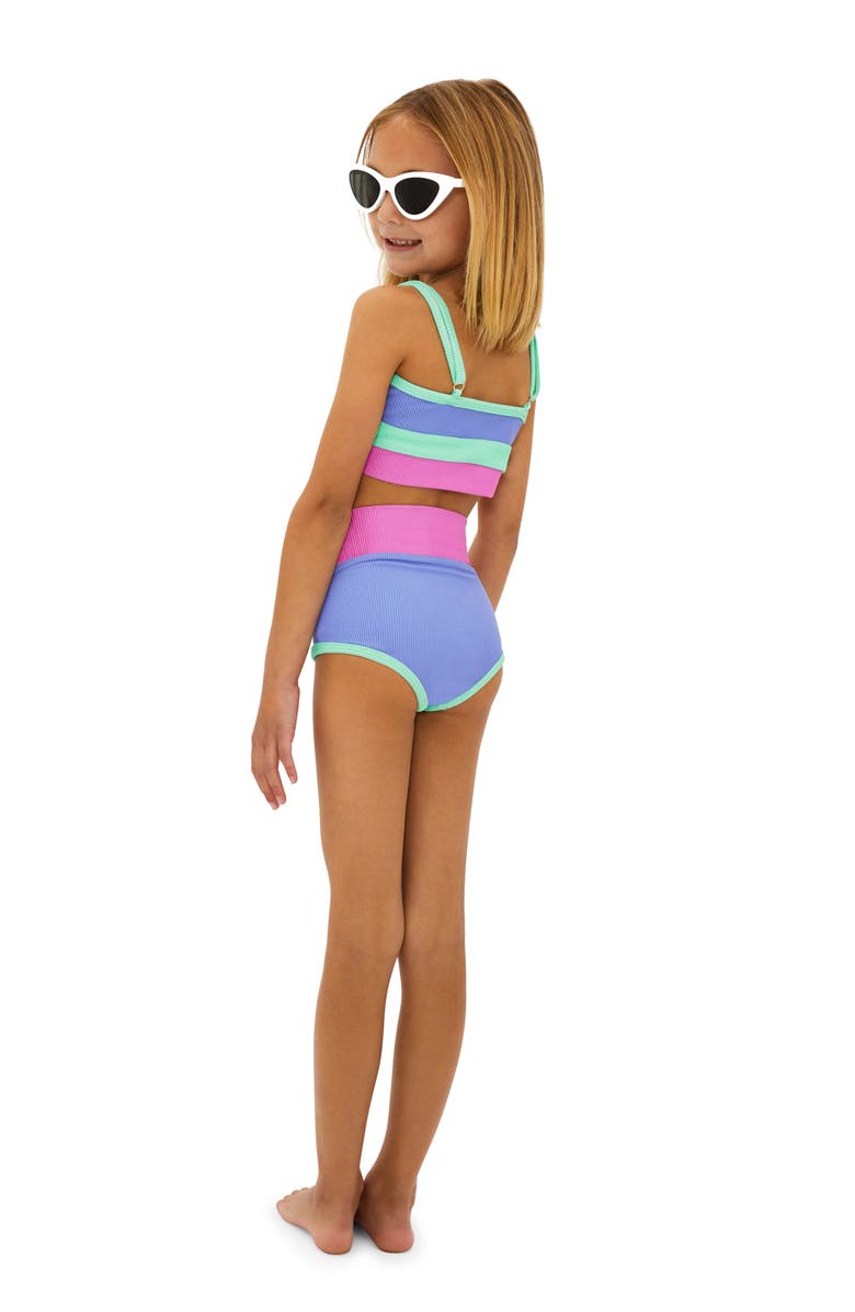 Beach Riot Kids' Little Eva & Emmie Colorblock Rib Two-Piece Swimsuit, Alternate, color, 