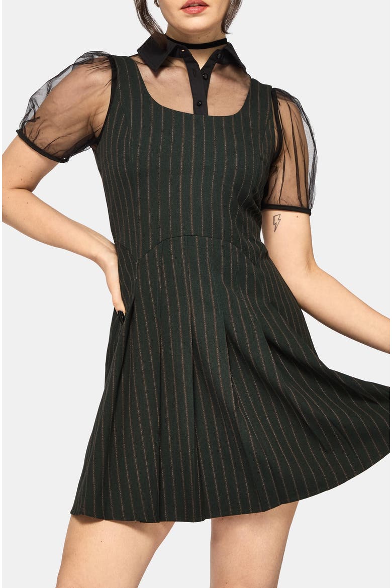 Kera Pleated Mini Dress, Alternate, color, Green