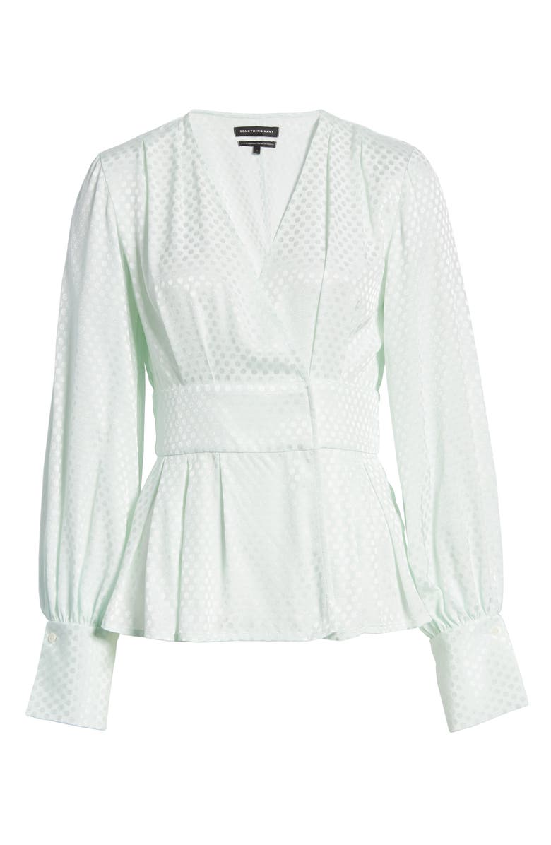 Something Navy Waist Detail Jacquard Top, Alternate, color,