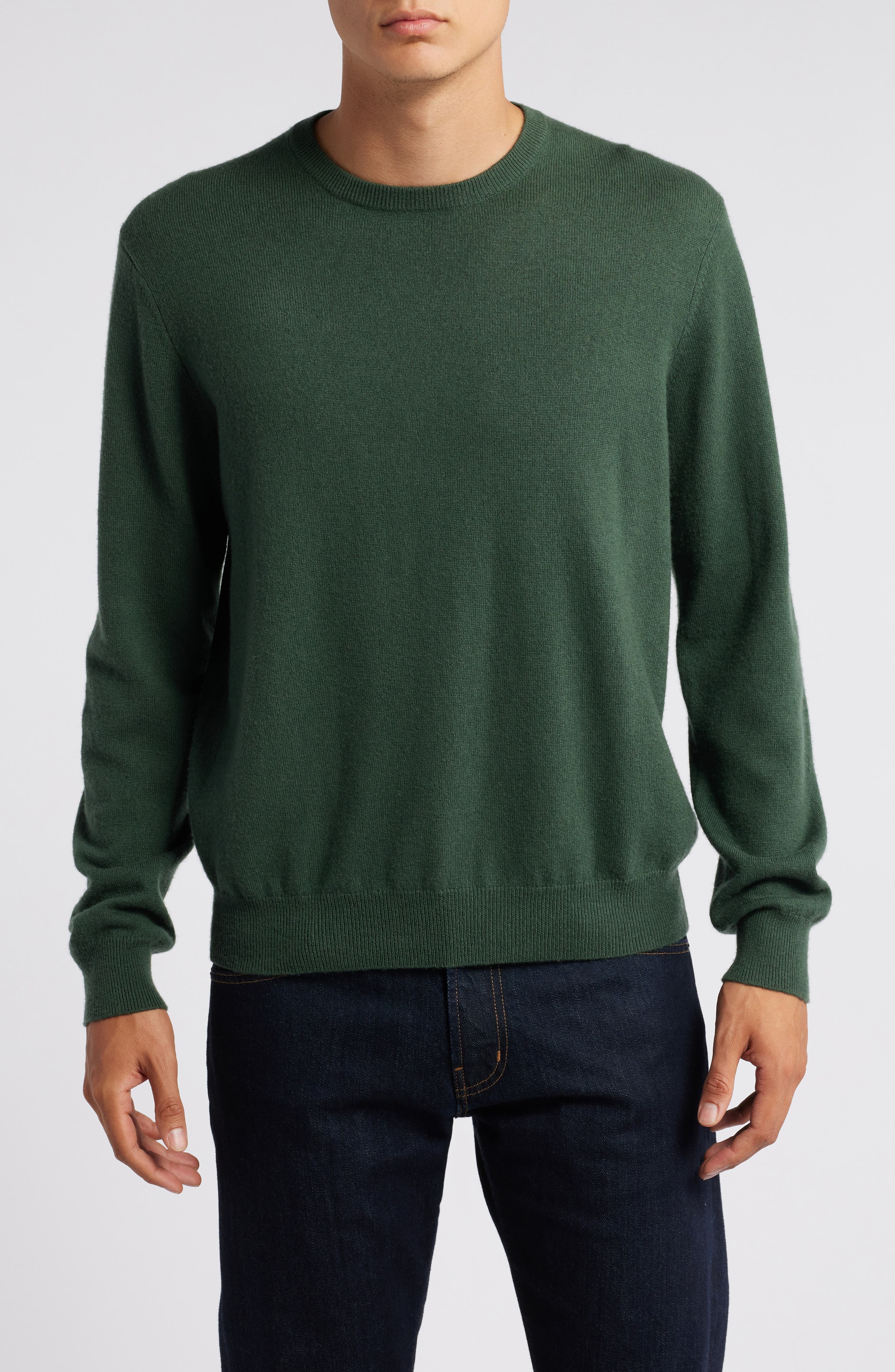Lorenzo Uomo Merino Wool & Cashmere Crewneck Sweater in Kale 