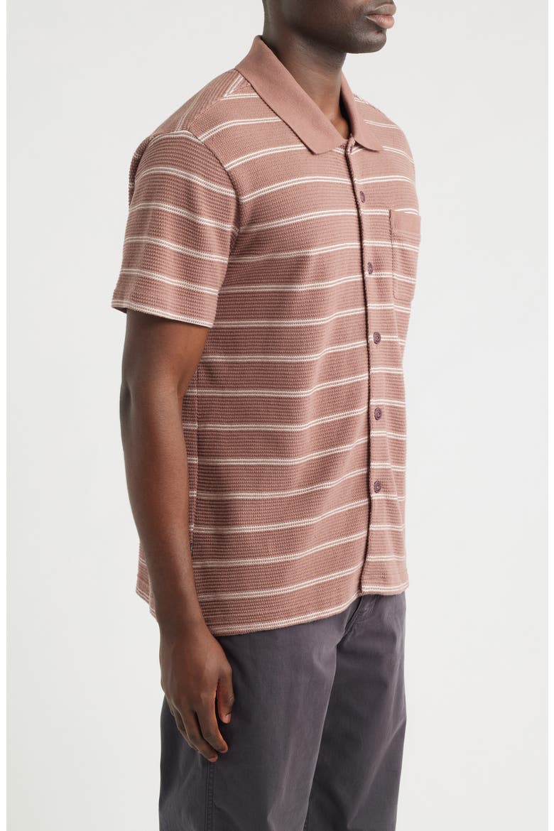 Shayne Short Sleeve Cotton Knit Button-Up Shirt, Alternate, color, TAUPE