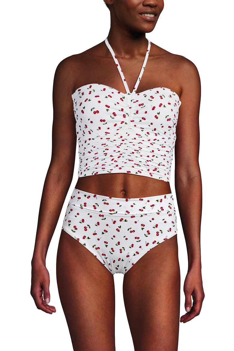 Womens Ruched Halter Tankini Top, Main, color, Cherry Jam Cherries/White
