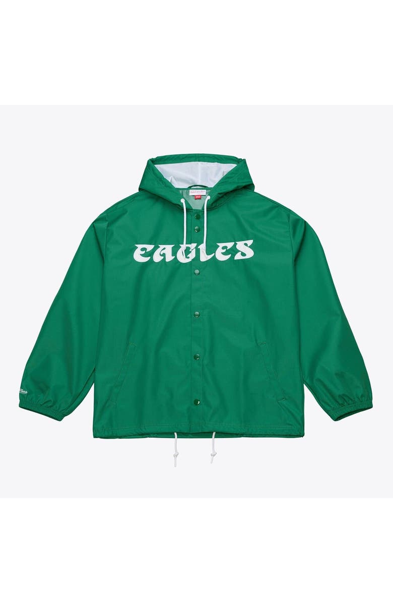 Mitchell & Ness Men's Mitchell & Ness Kelly Green Philadelphia Eagles Coaches Full-Snap Hooded Windbreaker Jacket, Main, color, Kelly Green