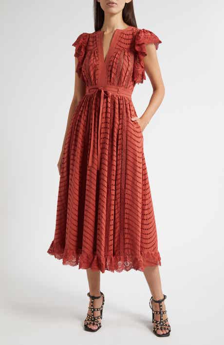 Olga Flutter Sleeve Midi Dress