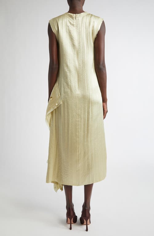 Jason Wu Collection Stripe Sleeveless Crinkled Satin Shift Dress In Pistachio