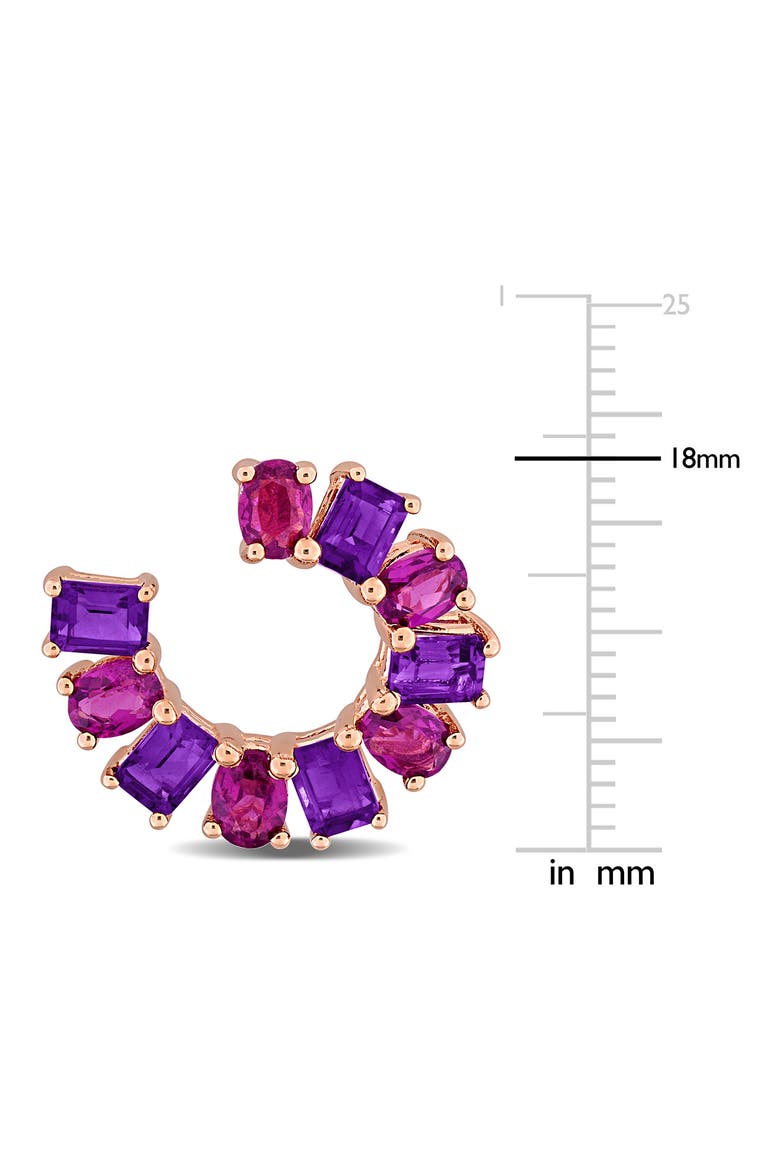 Amethyst and Rhodolite C-Hoop Earrings, Alternate, color, PURPLE MULTI
