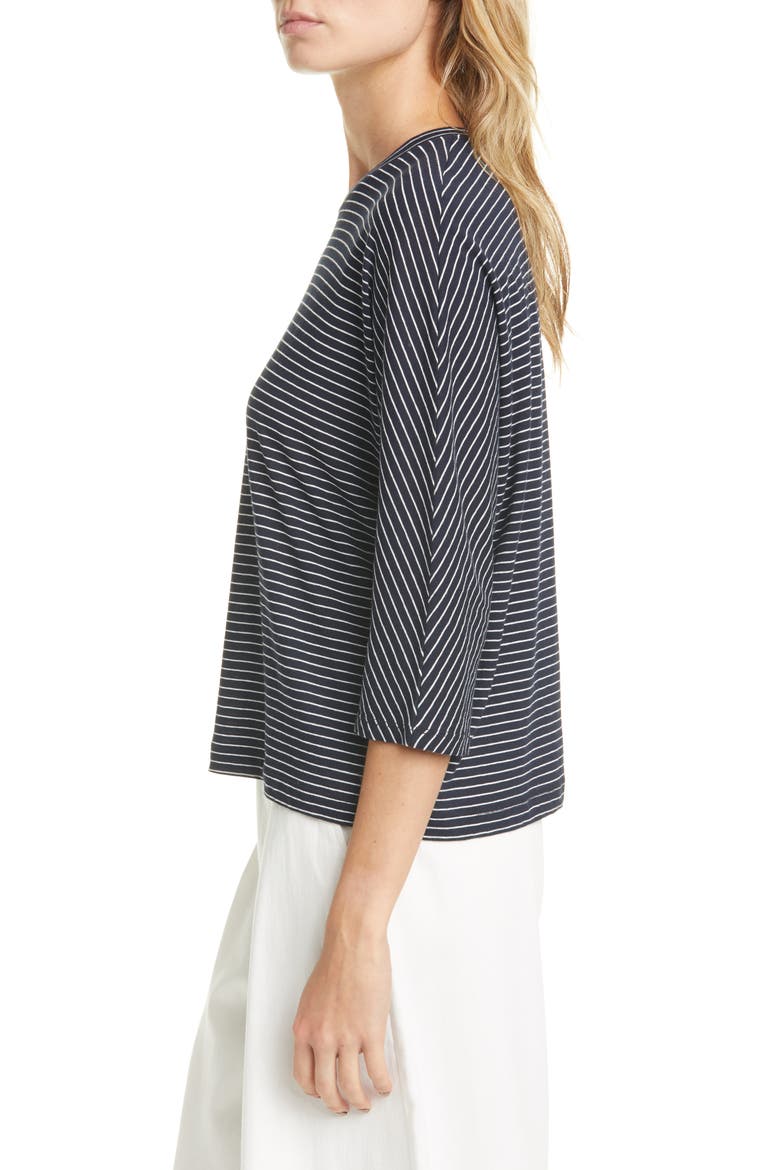 Pencil Stripe Dolman Sleeve Cotton Top, Alternate, color, COASTAL/ OPTIC WHITE