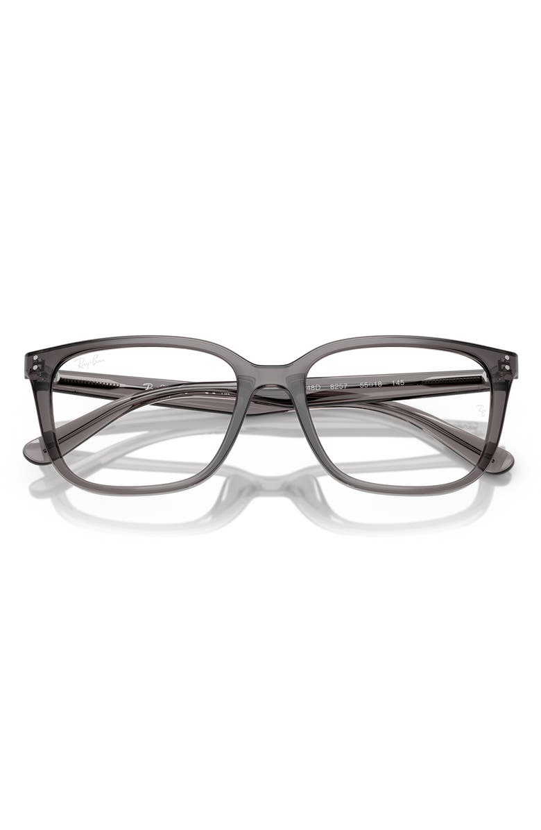 Ray-Ban 55mm Square Optical Glasses, Alternate, color, Transparent Grey