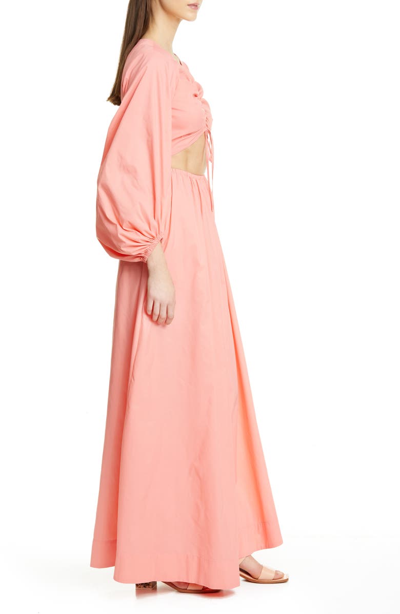 STAUD Tangier Cutout Long Sleeve Nylon Maxi Dress, Alternate, color, 