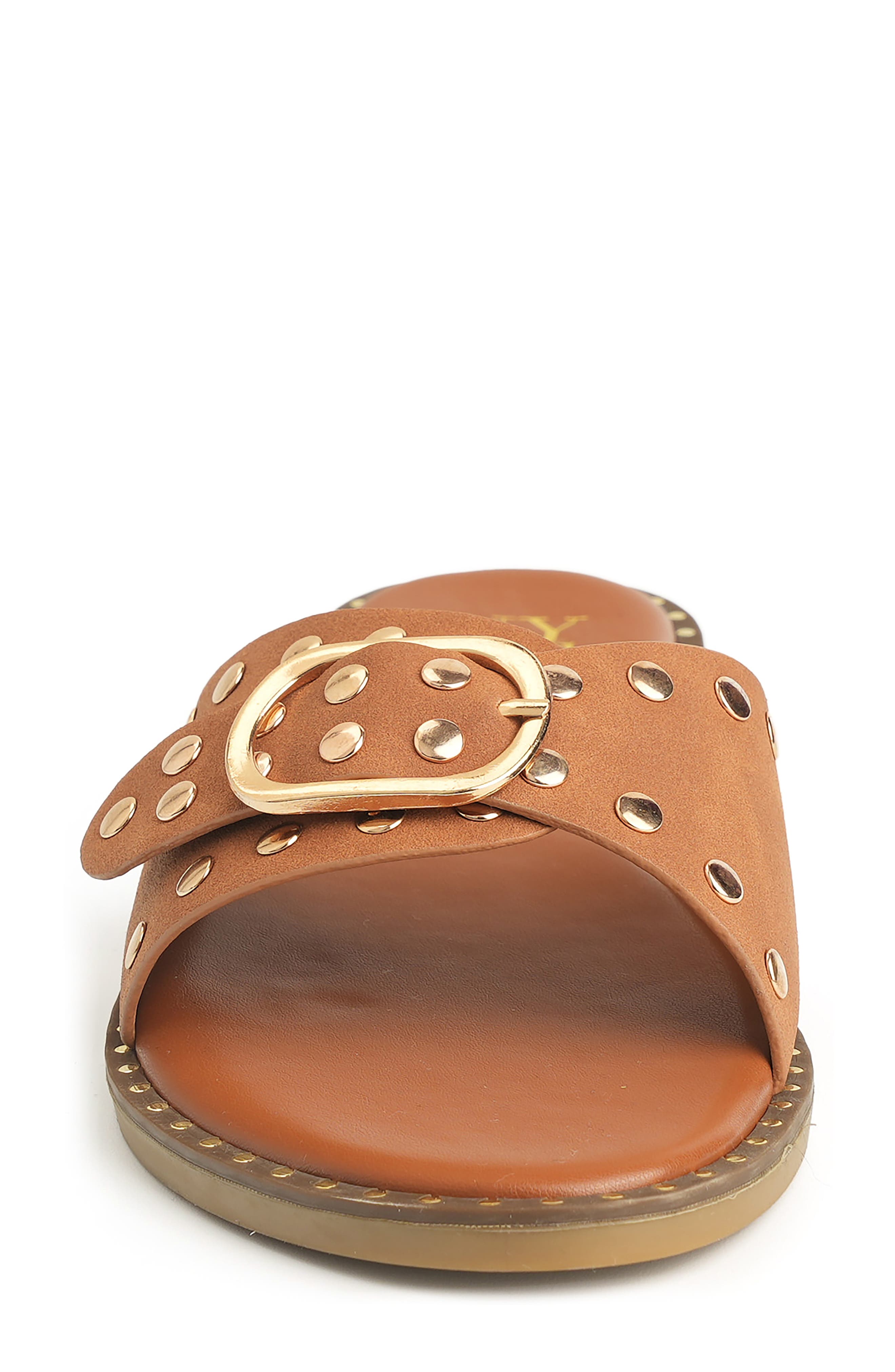 Westly Buckle Slide Sandal, Alternate, color, COGNAC