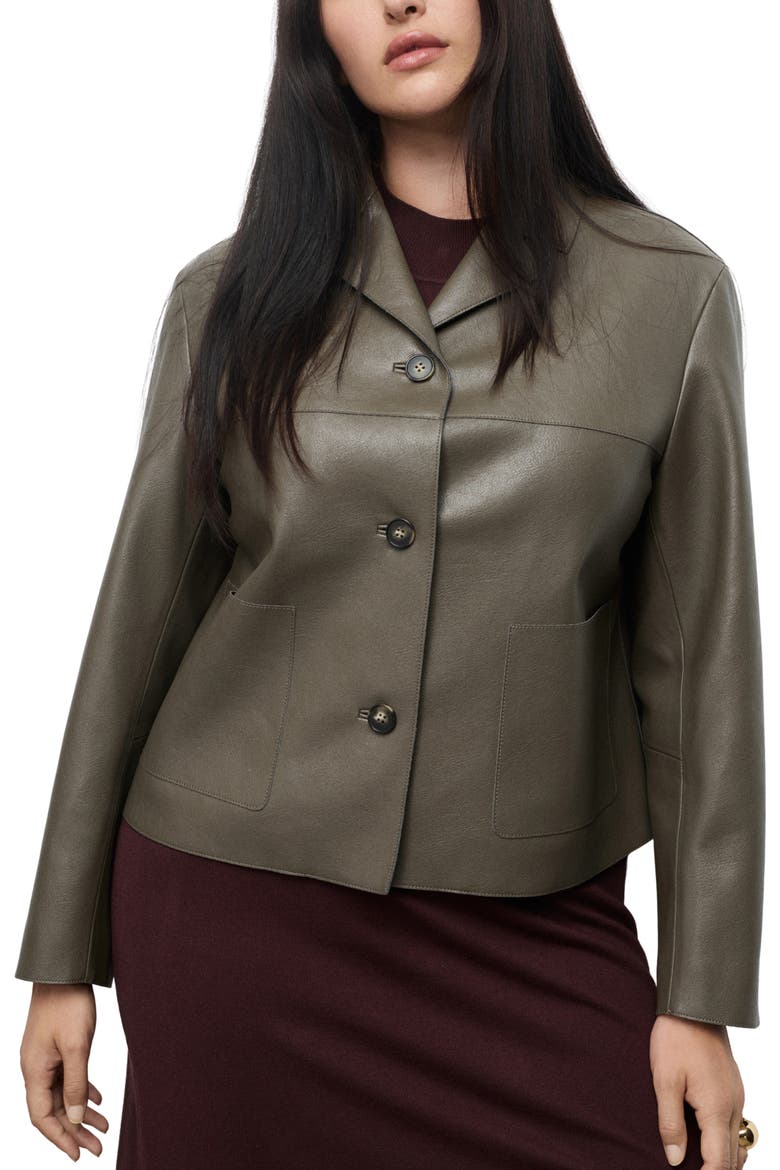 Faux Leather Jacket, Main, color, DARK GREEN