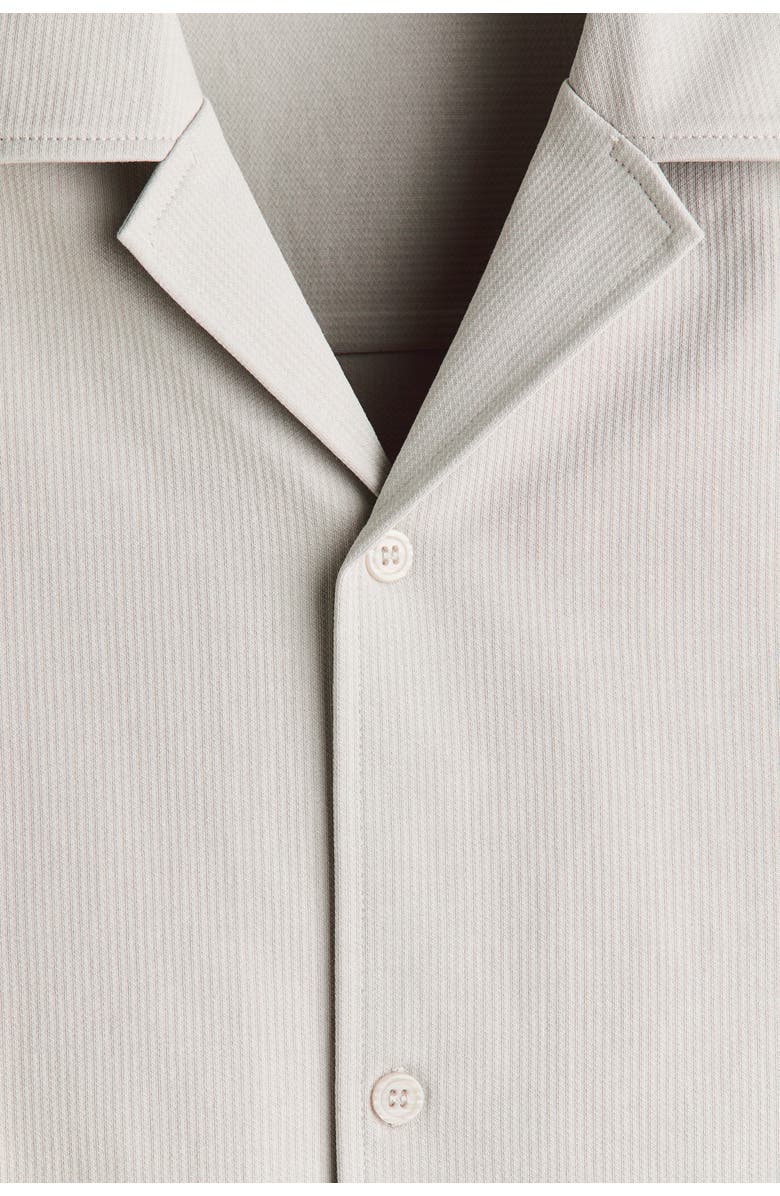 H&M Relaxed Fit Textured Resort Shirt, Alternate, color, Light Gray