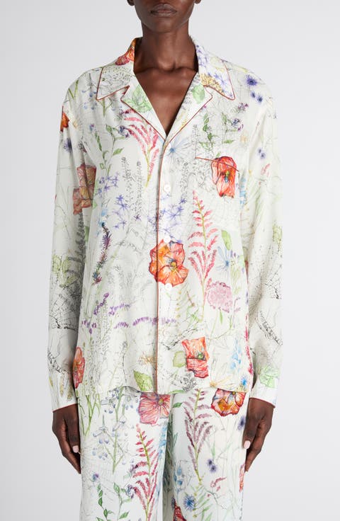 Meadow Floral Piped Pajama Shirt
