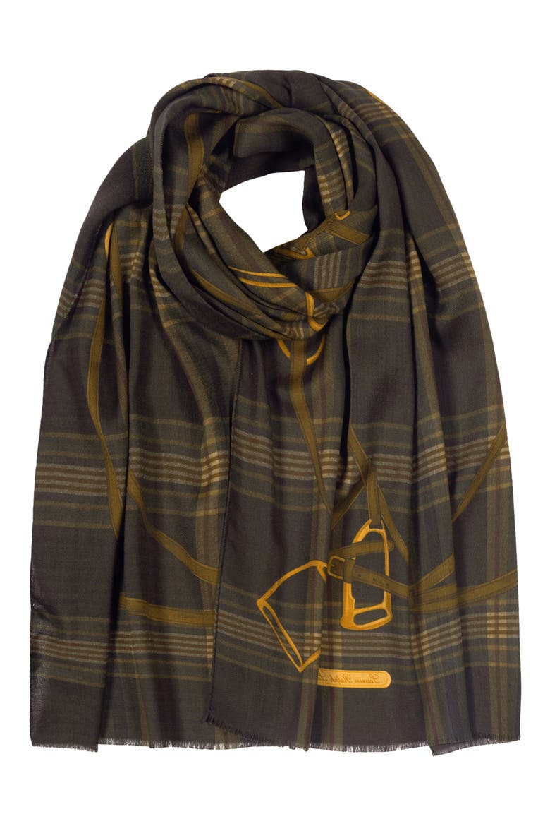 Plaid Wool Wrap, Main, color, BROWN