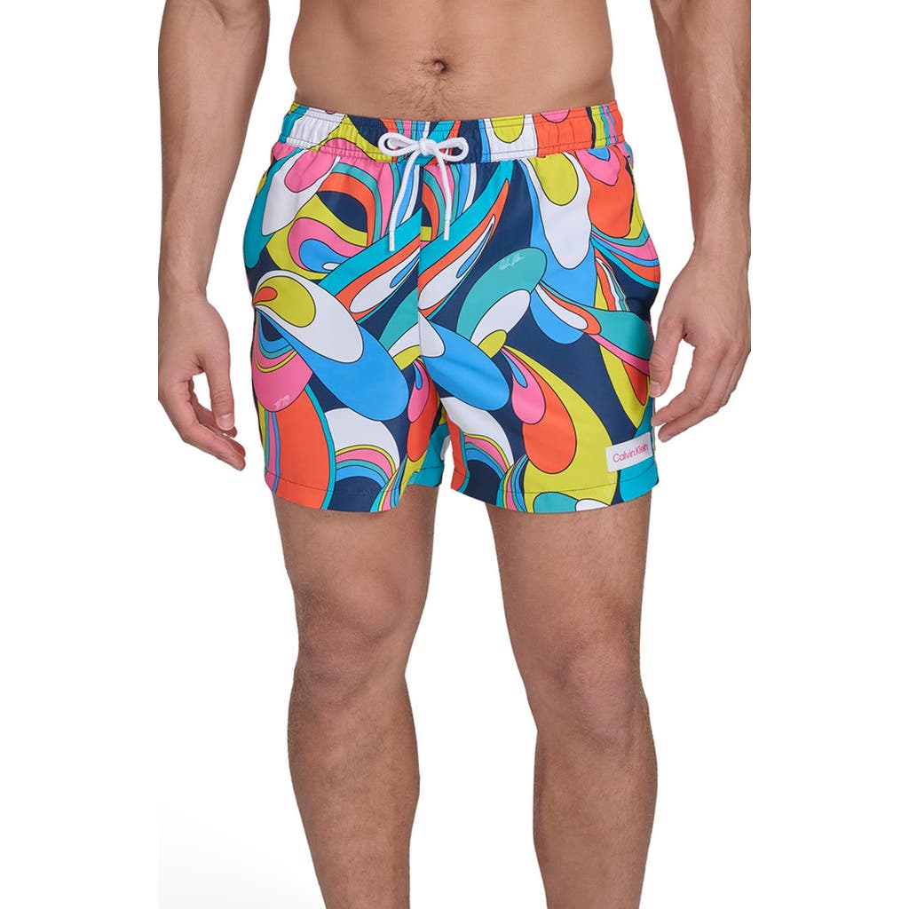 Calvin Klein Core Swim Trunks In Abstract
