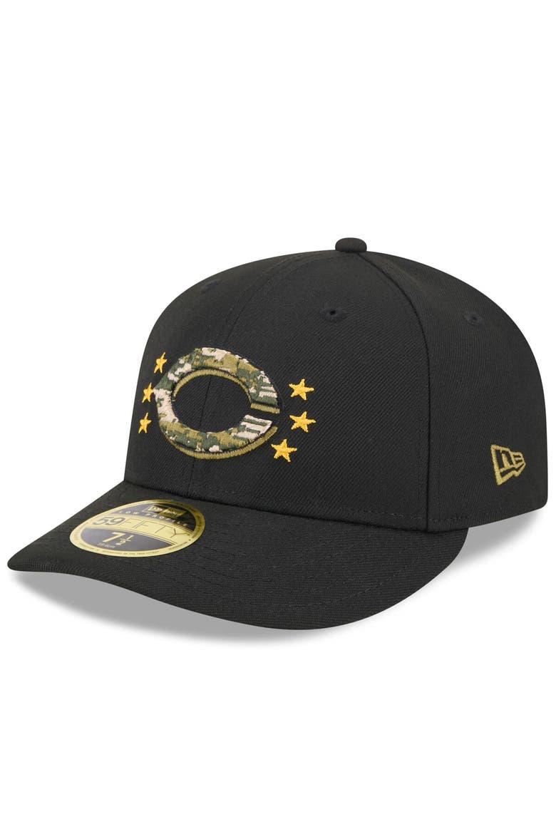 Men's New Era  Black Cincinnati Reds 2024 Armed Forces Day Low Profile 59FIFTY Fitted Hat, Alternate, color, Black