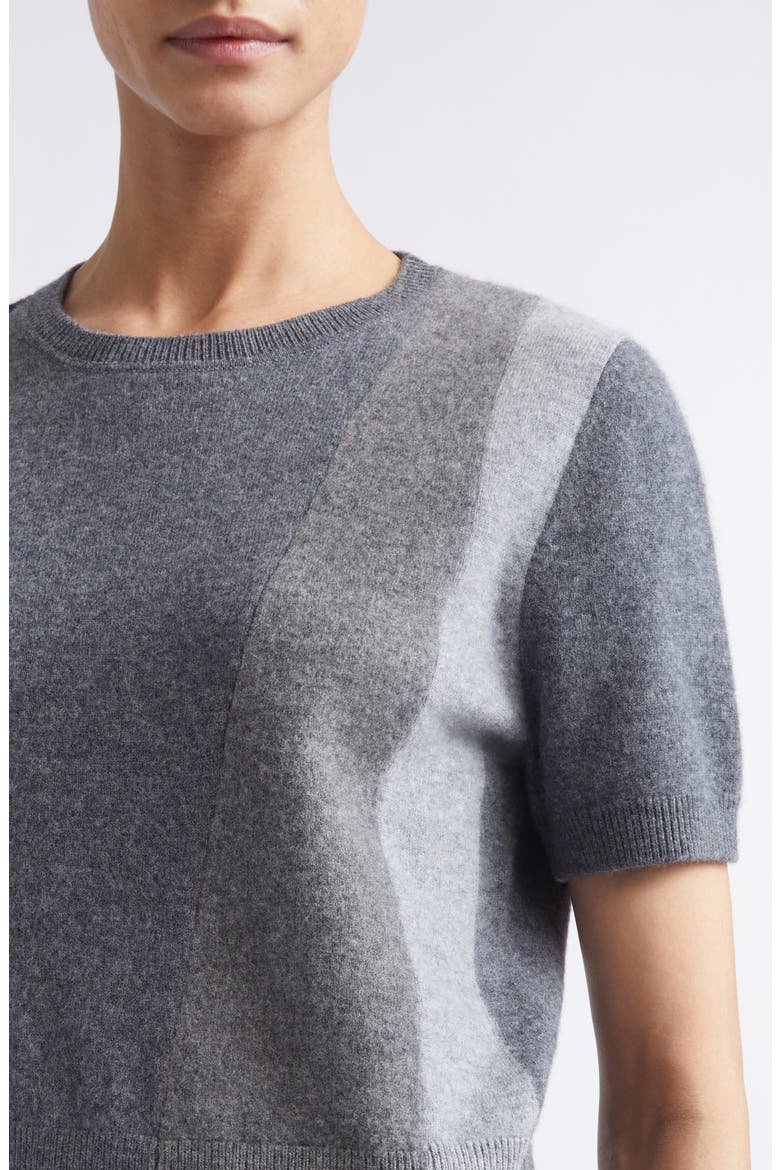 Asymmetrical Paneled Short Sleeve Wool Sweater, Alternate, color, CHARCOAL MULTI