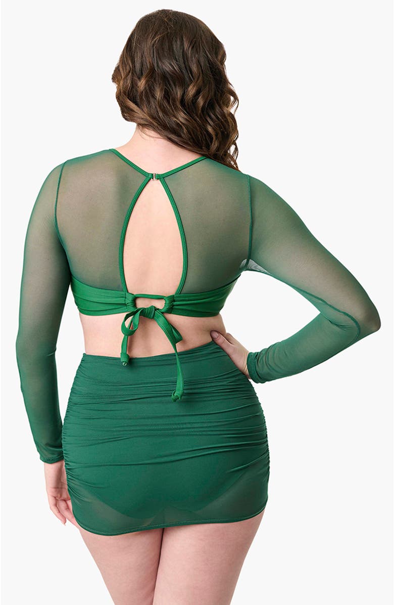 Unique Vintage Mesh Long Sleeve Swim Top, Alternate, color, Green