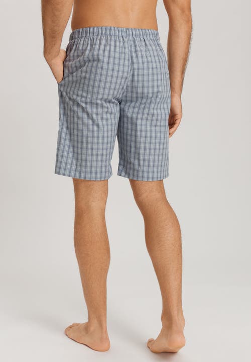 Hanro Night And Day Drawstring Cotton And Linen Shorts In Sea Breeze Check