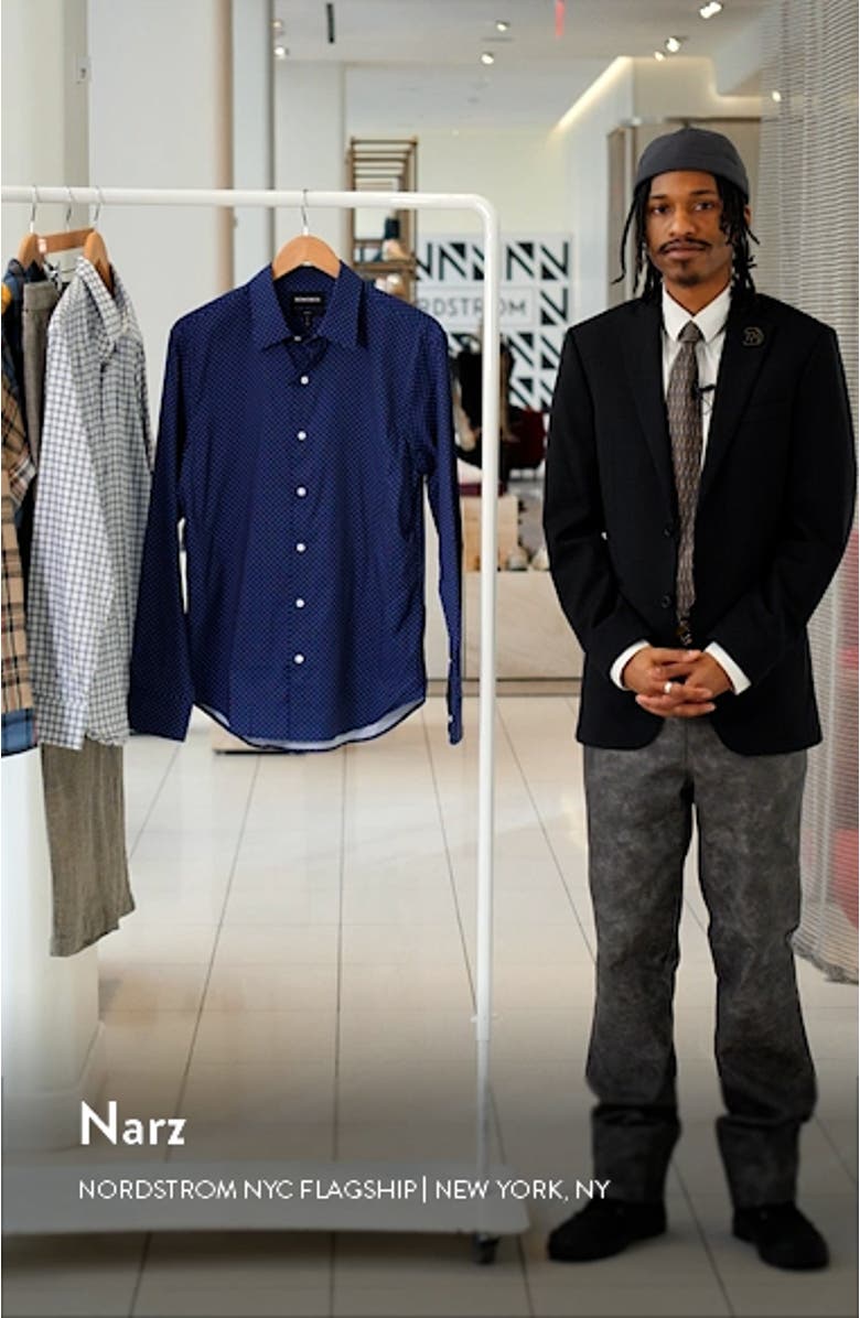 Tech Dot Print Performance Button-Up Shirt, sales video thumbnail