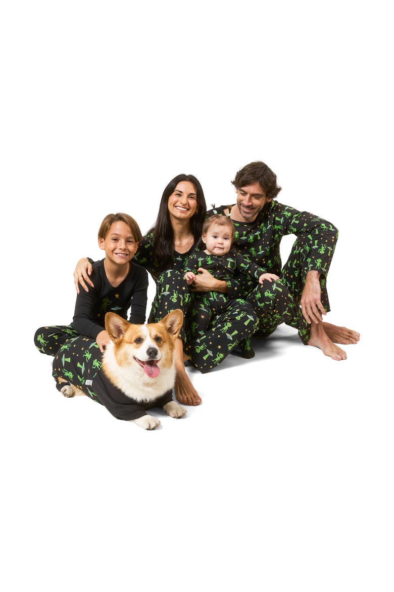 Two-Piece Cotton Halloween Matching Family Pajamas, Fun Prints, Alternate, color, Alien
