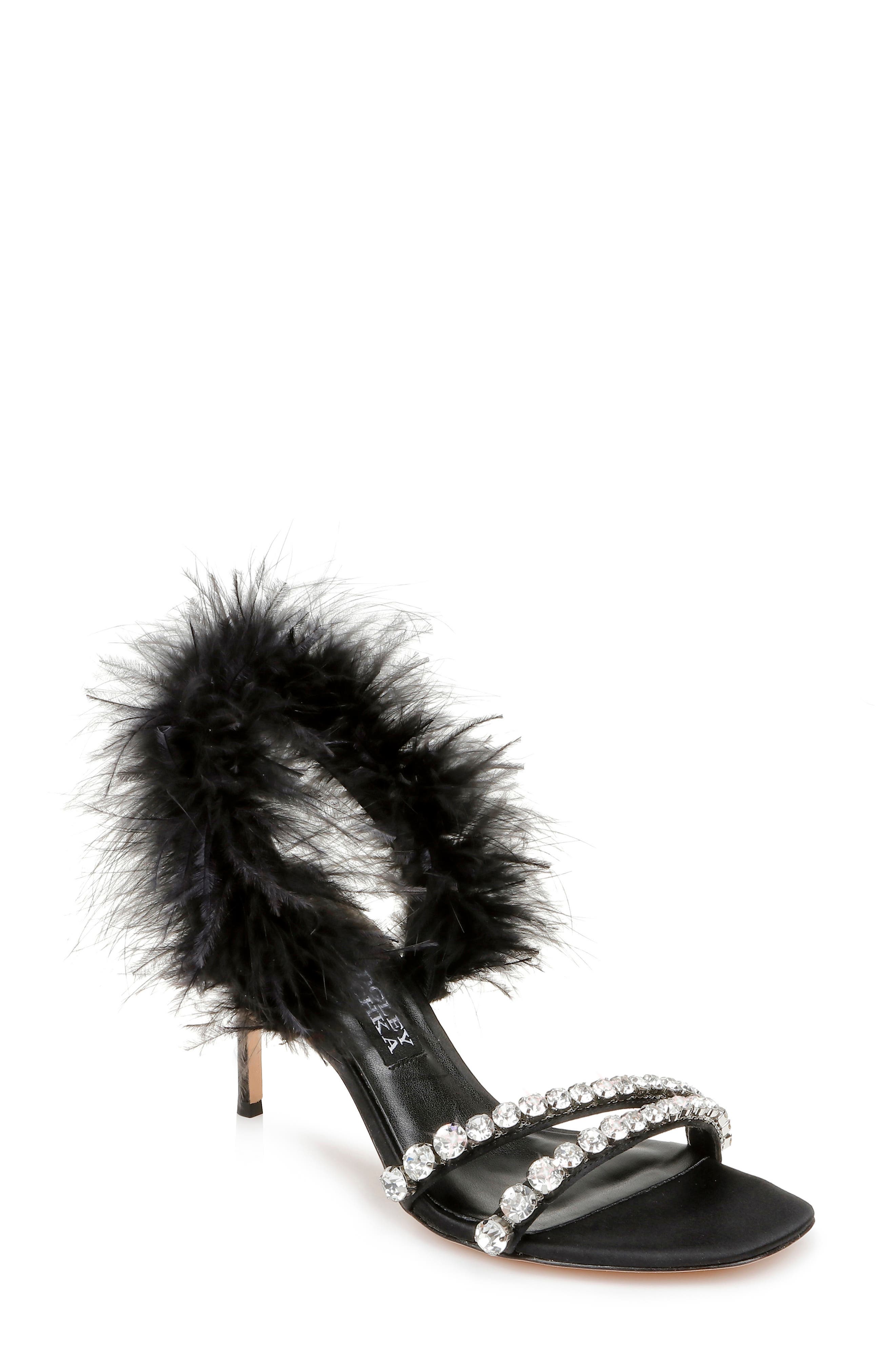 Badgley Mischka Collection Harley Feather Embellished Sandal, Main, color, 