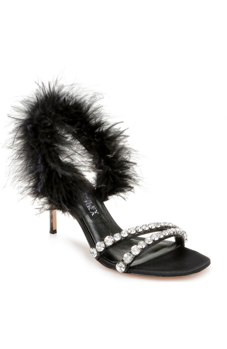 Badgley Mischka Collection Harley Feather Embellished Sandal, Main, color,